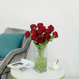 NNETM 12-Piece Realistic Artificial Rose Bouquet - Red Long Stem Roses for Floral Arrangements