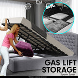 NNEDPE King Fabric Gas Lift Storage Bed Frame with Headboard - Dark Grey