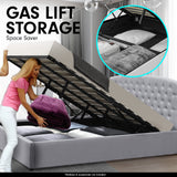NNEDPE King Size Fabric Gas Lift Storage Bed Frame w/ Headboard Light Grey