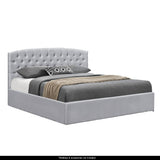 NNEDPE King Size Fabric Gas Lift Storage Bed Frame w/ Headboard Light Grey