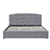NNEDPE King Fabric Gas Lift Storage Bed Frame with Headboard - Dark Grey
