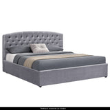 NNEDPE King Fabric Gas Lift Storage Bed Frame with Headboard - Dark Grey