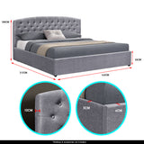 NNEDPE Queen Linen Fabric Gas Lift Storage Bed Frame w/ Headboard - Dark Grey