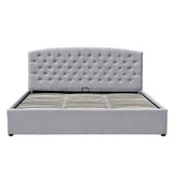 NNEDPE King Size Fabric Gas Lift Storage Bed Frame w/ Headboard Light Grey