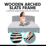 NNEDPE Queen Linen Fabric Gas Lift Storage Bed Frame w/ Headboard Light Grey