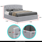 NNEDPE Queen Linen Fabric Gas Lift Storage Bed Frame w/ Headboard Light Grey