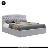 NNEDPE Queen Linen Fabric Gas Lift Storage Bed Frame w/ Headboard Light Grey