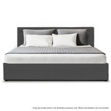 NNEDPE King Fabric Gas Lift Bed Frame with Headboard - Dark Grey
