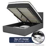 NNEDPE Double Fabric Gas Lift Bed Frame with Headboard - Dark Grey