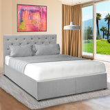 NNEDPE Queen Fabric Gas Lift Bed Frame with Headboard - Grey