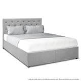 NNEDPE Queen Fabric Gas Lift Bed Frame with Headboard - Grey