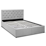 NNEDPE Queen Fabric Gas Lift Bed Frame with Headboard - Grey