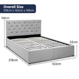 NNEDPE Queen Fabric Gas Lift Bed Frame with Headboard - Grey