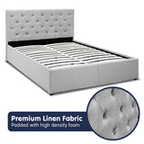 NNEDPE Queen Fabric Gas Lift Bed Frame with Headboard - Grey