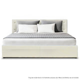 NNEDPE King Fabric Gas Lift Bed Frame with Headboard - Beige