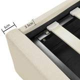 NNEDPE King Fabric Gas Lift Bed Frame with Headboard - Beige