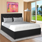 NNEDPE King Fabric Gas Lift Bed Frame with Headboard - Black