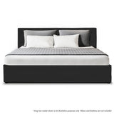 NNEDPE King Fabric Gas Lift Bed Frame with Headboard - Black