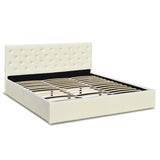 NNEDPE Queen Fabric Gas Lift Bed Frame with Headboard - Beige