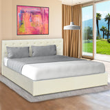 NNEDPE Queen Fabric Gas Lift Bed Frame with Headboard - Beige