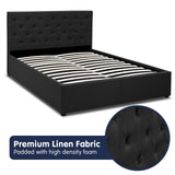 NNEDPE Queen Fabric Gas Lift Bed Frame with Headboard - Black