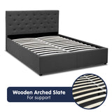 NNEDPE Queen Fabric Gas Lift Bed Frame with Headboard - Dark Grey