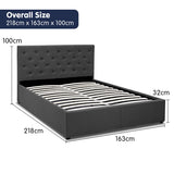 NNEDPE Queen Fabric Gas Lift Bed Frame with Headboard - Dark Grey