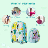 NNECW 2 Pieces Carry On Luggage Set with Flamingo Pattern for Kids