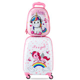 NNECW Kids Hard Shell Unicorn Luggage Backpack Set for Travel