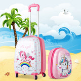 NNECW Kids Hard Shell Unicorn Luggage Backpack Set for Travel
