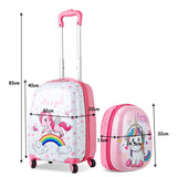 NNECW Kids Hard Shell Unicorn Luggage Backpack Set for Travel