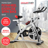 NNEDPE Powertrain Home Gym Flywheel Exercise Spin Bike - Silver