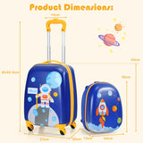 NNECW 2 Pieces Kids Luggage Set with Extendable Handles for Kids