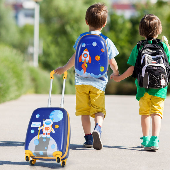 NNECW 2 Pieces Kids Luggage Set with Extendable Handles for Kids