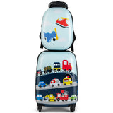 NNECW 2-Piece Carry-on Luggage Set with Spinner Wheels for Children-Navy