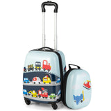 NNECW 2-Piece Carry-on Luggage Set with Spinner Wheels for Children-Navy