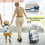 NNECW 2-Piece Carry-on Luggage Set with Spinner Wheels for Children-Navy