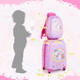 NNECW 2-Piece Carry-on Luggage Set with Spinner Wheels for Children-Pink