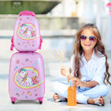 NNECW 2-Piece Carry-on Luggage Set with Spinner Wheels for Children-Pink