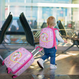 NNECW 2-Piece Carry-on Luggage Set with Spinner Wheels for Children-Pink