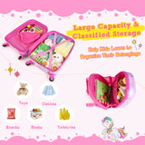 NNECW 2-Piece Carry-on Luggage Set with Spinner Wheels for Children-Pink