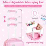NNECW Hardside Rolling Suitcase with Spinner Wheels &amp Retractable Handle-Pink