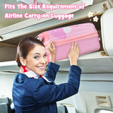 NNECW Hardside Rolling Suitcase with Spinner Wheels &amp Retractable Handle-Pink