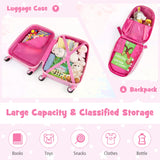 NNECW Hardside Rolling Suitcase with Spinner Wheels &amp Retractable Handle-Pink