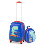 NNECW Hardside Rolling Suitcase with Spinner Wheels &amp Retractable Handle-Blue