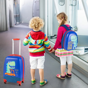 NNECW Hardside Rolling Suitcase with Spinner Wheels &amp Retractable Handle-Blue