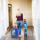 NNECW Hardside Rolling Suitcase with Spinner Wheels &amp Retractable Handle-Blue