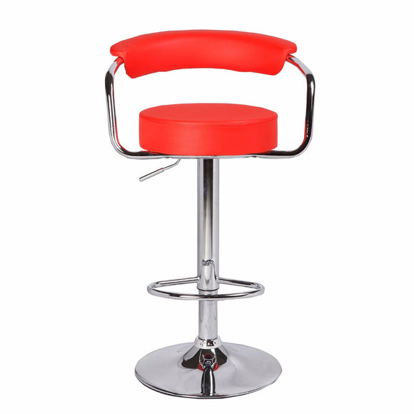 NNEDSZ Red Bar Stools Faux Leather High Back Adjustable Crome Base Gas Lift Swivel Chairs