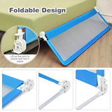 NNECW Foldable Mesh Bed Rail with Safety Straps for Toddlers-Blue