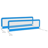 NNECW Foldable Mesh Bed Rail with Safety Straps for Toddlers-Blue